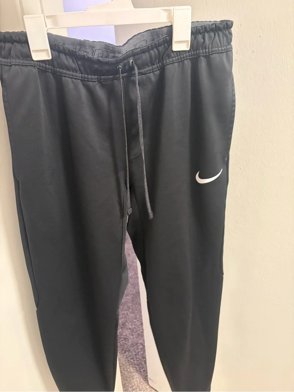 Nike Therma-Fit Black Sweatpants Joggers with White Swoosh
